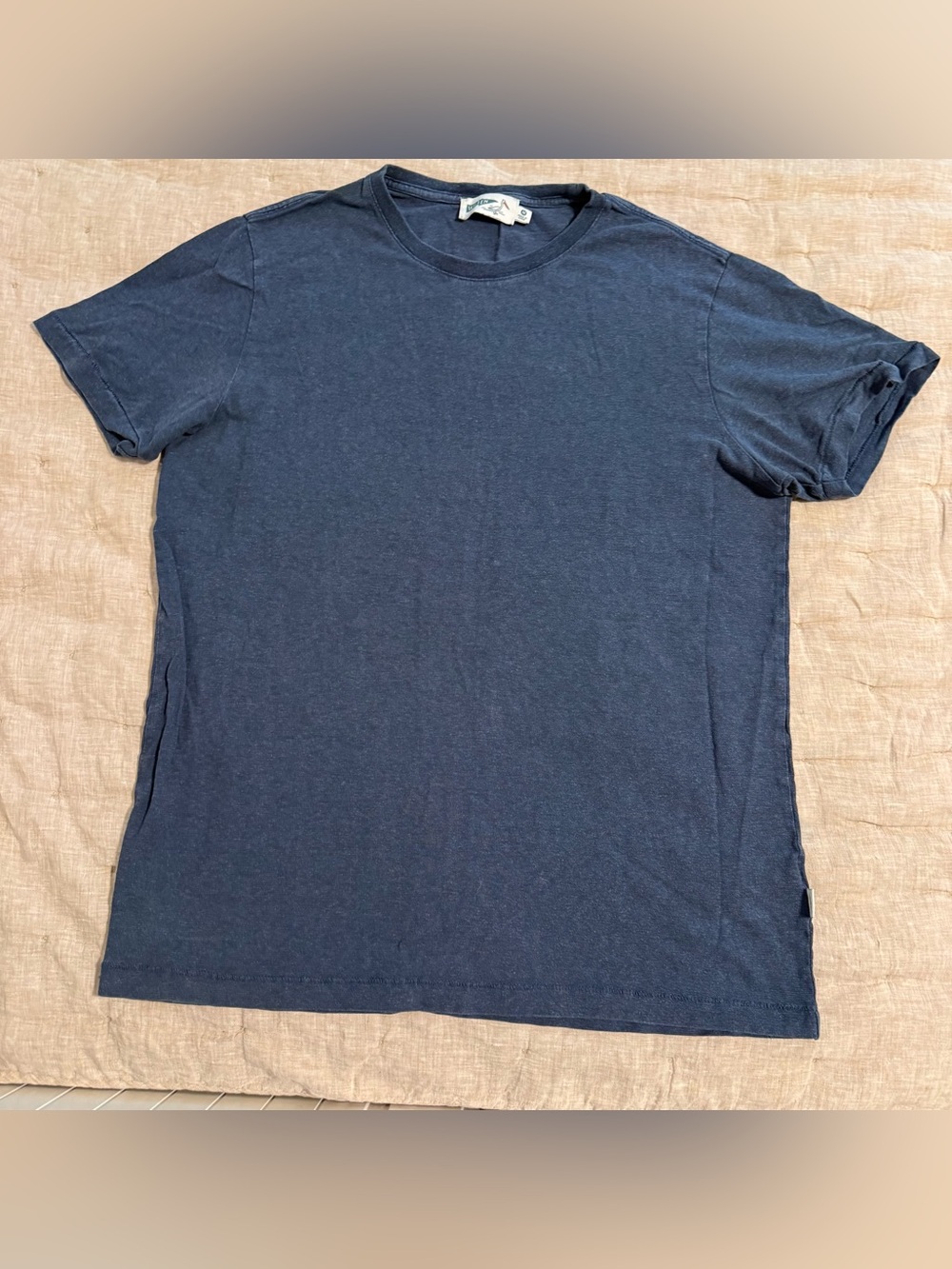 Wellen Hemp Cotton Crewneck T-Shirt Faded Navy Blue Size Medium